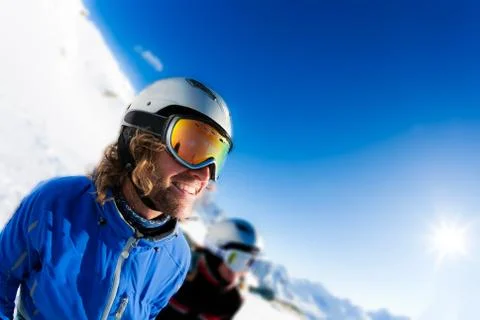 Smiling skier Stock Photos