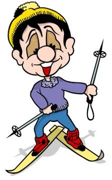 Smiling Skier Skiing Stock Illustration