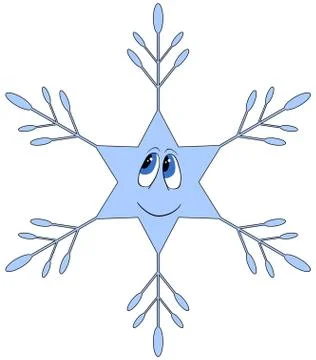 Smiling snowflake isolated on white Illustrazione stock