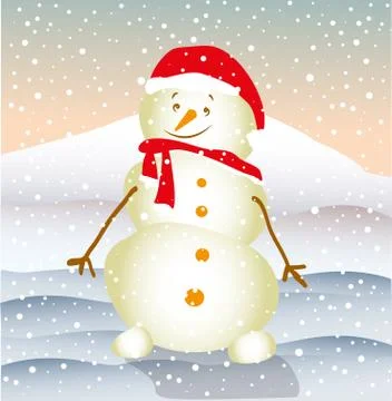 Smiling snowman Stock Illustration