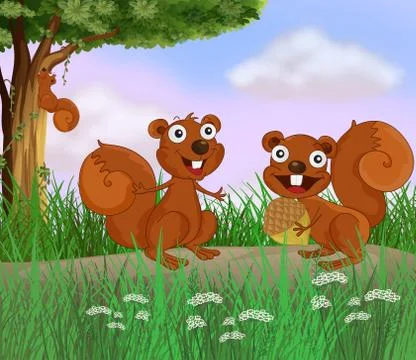 Smiling squirrels Illustrazione stock