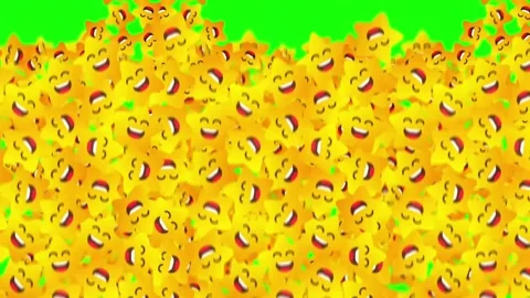 Smiling star face emojis animation on green screen transition Stock Footage 313860184