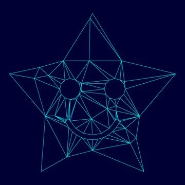 Smiling star low poly triangulation triangulated polygonal electric cyan blue Stockillustratie