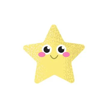 Smiling star with rosy cheeks on a white background, children's decor Stock Illustration