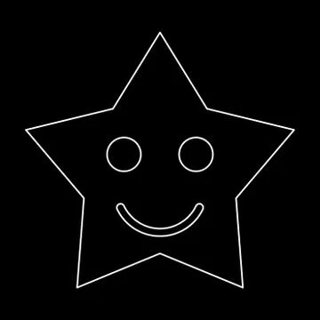 Smiling star white color path icon . Stock Illustration