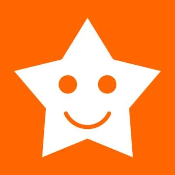 Smiling star white icon . Stock Illustration