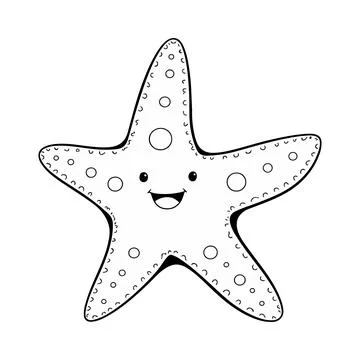 Smiling Starfish Outline Stock Illustration