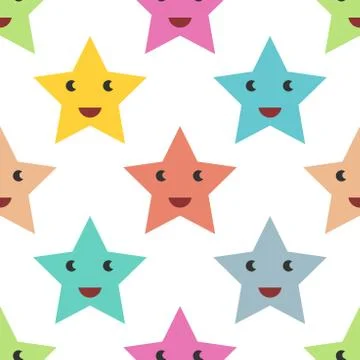 Smiling stars seamless pattern Stock Illustration