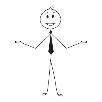Smiling Stick Figure with Open Arms Stock Illustration
