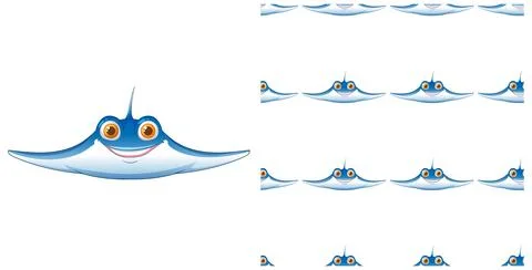 Smiling Stingray Seamless Pattern Illustration Illustrazione stock