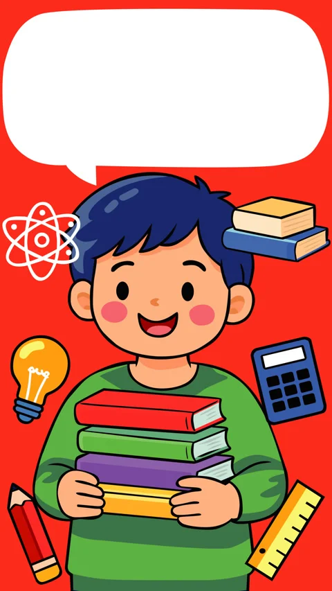 Smiling Student Holding Books with Learning Icons Background Video stock 331834913