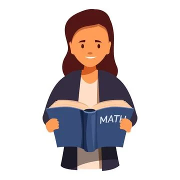 Smiling student holding math book, education and knowledge concept Stock Illustration