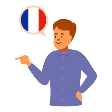 Smiling student pointing finger while learning french language Stock Illustration