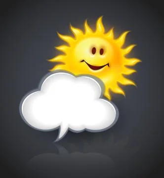 Smiling sun and cloud for text message 스톡 일러스트
