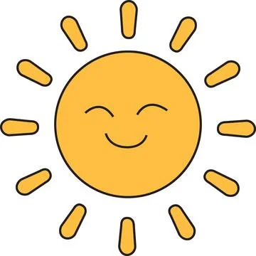 Smiling sun with capsule rays icon Stockillustratie