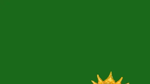 Smiling sun foil balloon floating upwards and stopping on green screen. Stock Footage 345519344