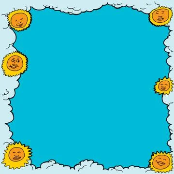 Smiling sun frame Stock Illustration