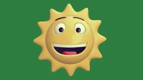 A smiling sun with green background and isolated on green screen background 库存影片 336855456