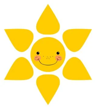 Smiling sun. Isolated Illustrazione stock