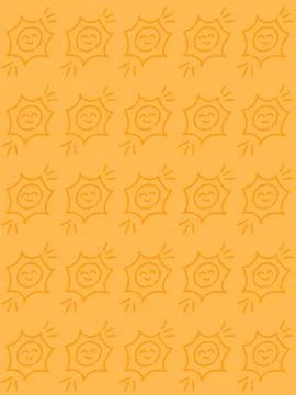 Smiling Sun Outline Pattern on Orange Background Ilustración de archivo