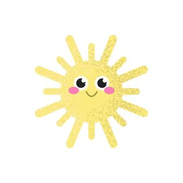 Smiling sun with rosy cheeks on a white background, children's decor Illustrazione stock