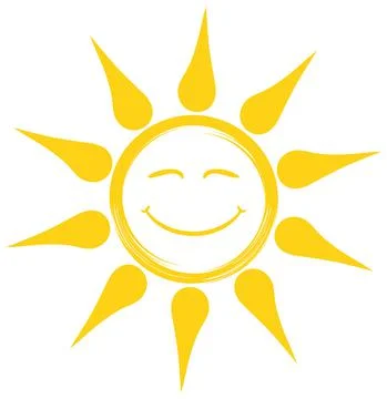 Smiling Sun vector symbol on a white isolated background. Stock Illustration