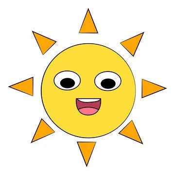 Smiling sun on white background Stock Illustration