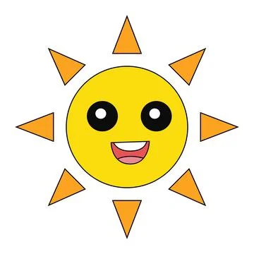 Smiling sun on white background Stock Illustration