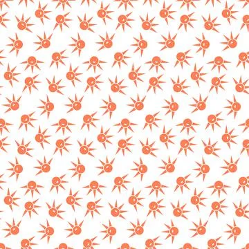 Smiling sun on white background, simple seamless pattern Stock Illustration