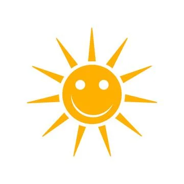 Smiling sun on white Stock Illustration