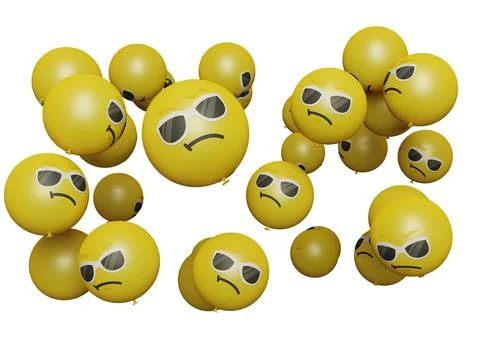 Smiling sunglasses 3d render emoticon or emoji perfect for sosial media, bran Stock Illustration