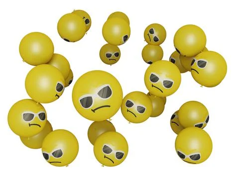 Smiling sunglasses 3d render emoticon or emoji perfect for sosial media, bran Stock Illustration
