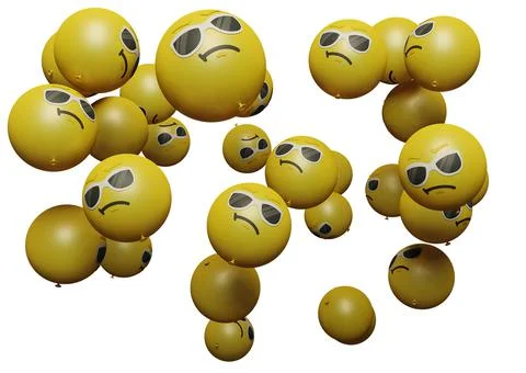 Smiling sunglasses 3d render emoticon or emoji perfect for sosial media, bran Stock Illustration