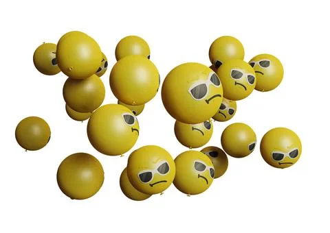 Smiling sunglasses 3d render emoticon or emoji perfect for sosial media, bran Stock Illustration