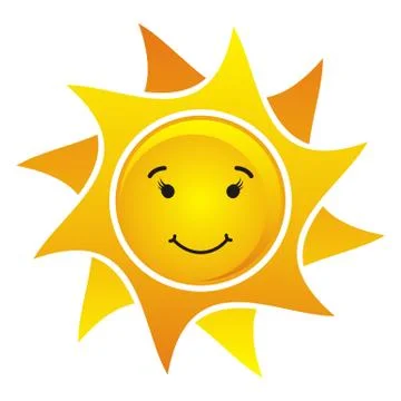 Smiling suns on white background isolated- vector illustration Иллюстрация