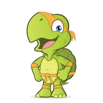 Smiling superhero turtle Stock Illustration