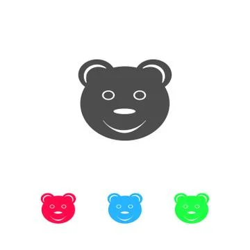 Smiling teddy bear icon flat. Stock Illustration