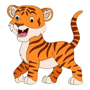 Smiling tiger on white background Stock Illustration