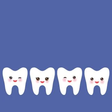 Smiling tooth card design, template for text, dark blue background. Vector Stock Illustration