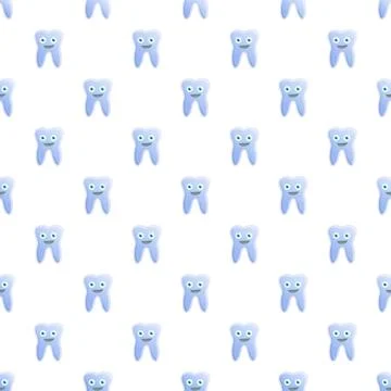 Smiling tooth cartoon characters creating seamless pattern Stock Illustration