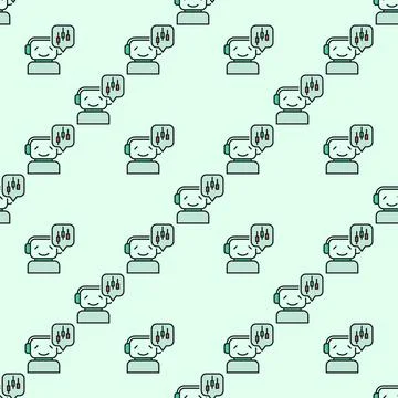 Smiling Trading Bot with Candlestick Chart vector colored seamless pattern 스톡 일러스트