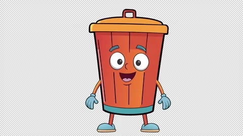 Smiling trash can. Friendly trash can animation 스톡 동영상 331979497