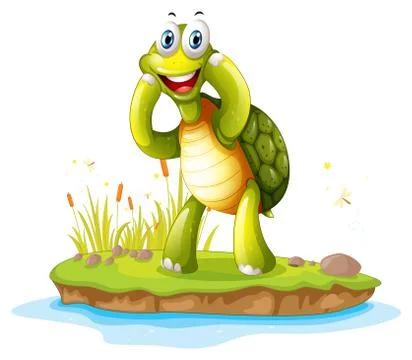 A smiling turtle in an island イラスト素材