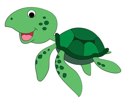 Smiling turtle on white background Illustrazione stock