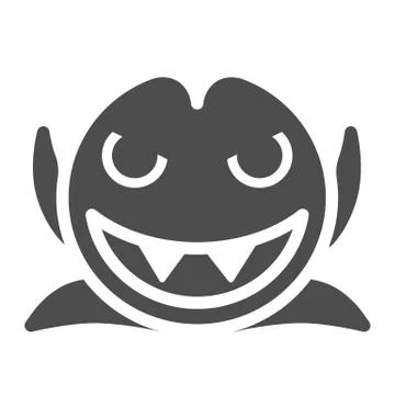 Smiling vampire solid icon. Dracula vector illustration isolated on white. Night Stock Illustration