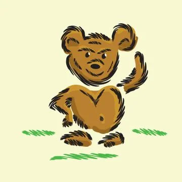 Smiling walking cartoon bear Stock-Illustration