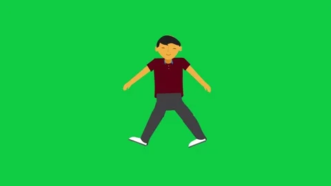 Smiling Walking Cartoon Character Open-Hand Animation Stock Footage 309771911