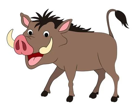 Smiling warthog on white background Stock Illustration