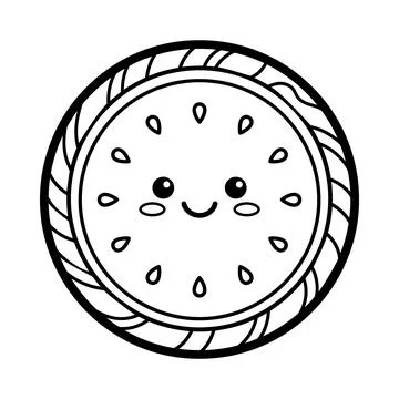 Smiling watermelon slice clock face illustration hand drawn Stock Illustration
