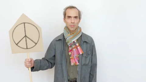 Smiling White Man is for Peace Stock Footage 64544559